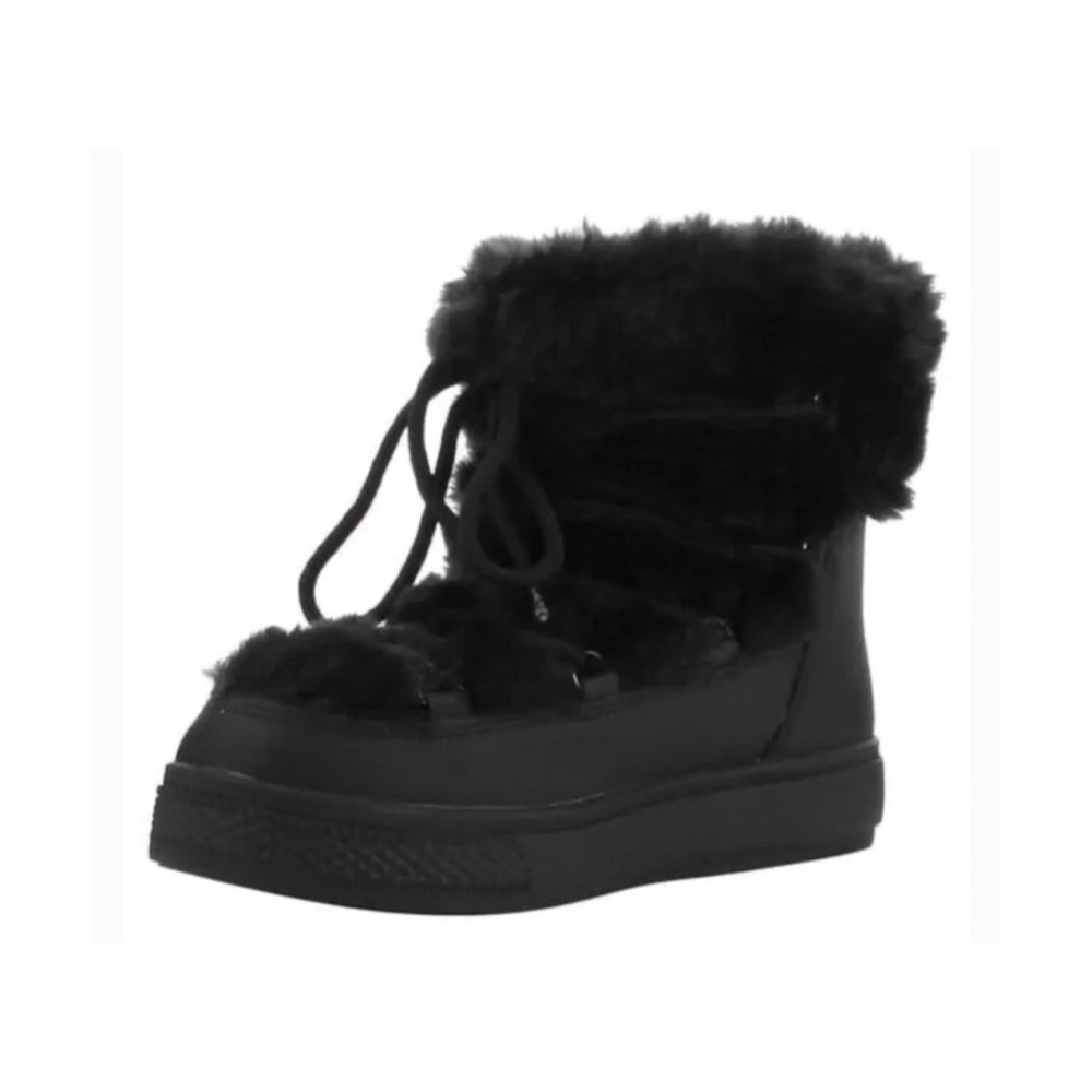 🆕 Esprit Winola faux fur lace up side zip mid calf boots black size 7